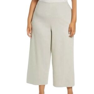 VINCE Wide Leg Linen Blend Cropped High Waist Pants Light Dove Size 22 NEW